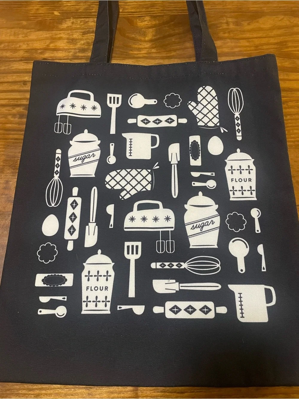 Black Kitchen Utensil Baking Theme Print Tote Bag - Home Kitchen groceries